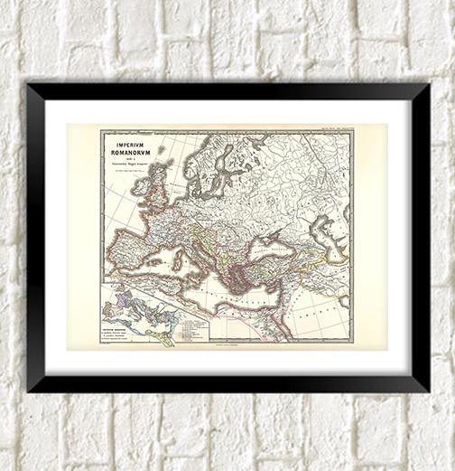 ROMAN EMPIRE MAP: Vintage Imperium Romanorum Reproduction Art Print - Pimlico Prints
