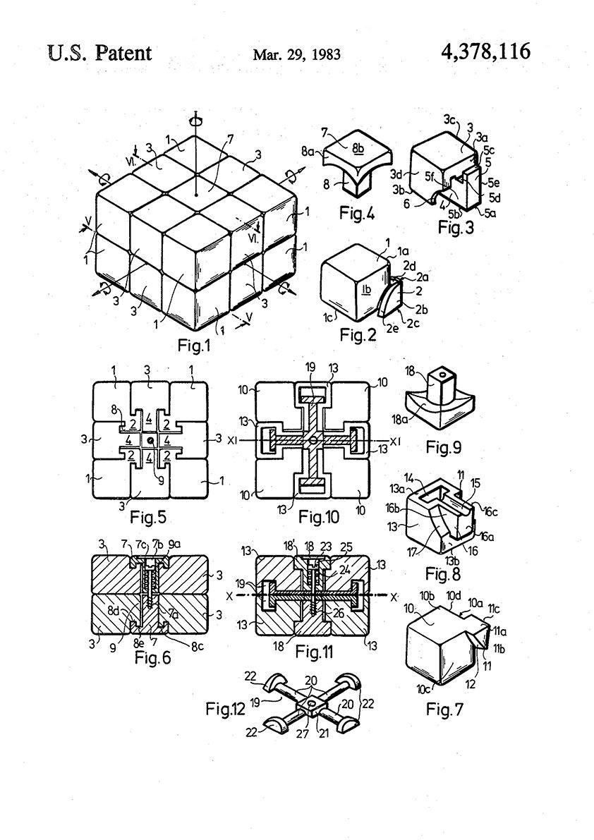 CUBE TOY PRINT: Puzzle Patent Blueprint Artwork - Pimlico Prints