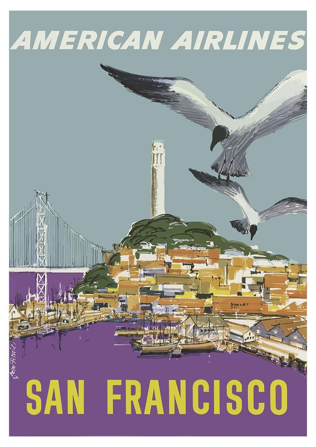 SAN FRANCISCO POSTER: Seagull Travel Print - Pimlico Prints