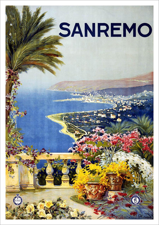 SANREMO POSTER: Vintage Italy Travel Advert - Pimlico Prints