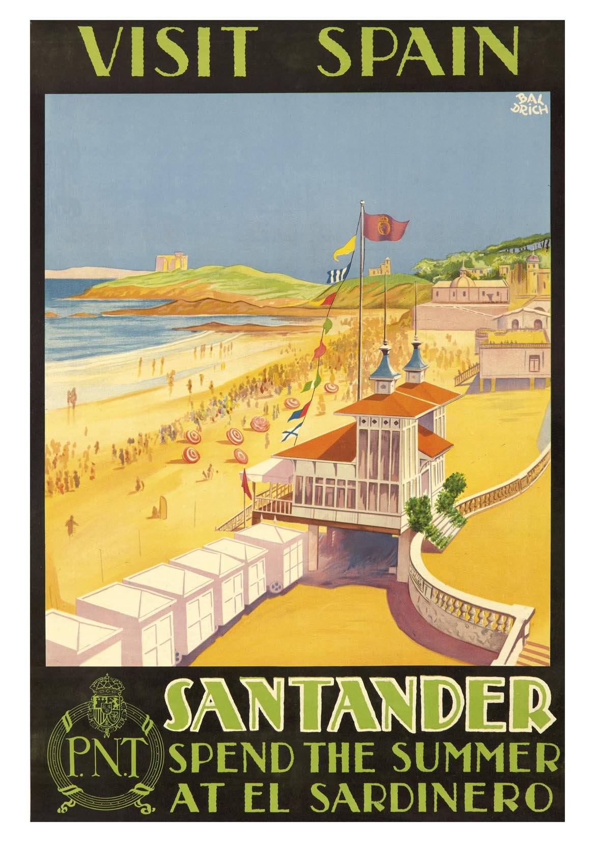 SANTANDER TRAVEL POSTER: Vintage Spanish Holiday Print - The Print Arcade