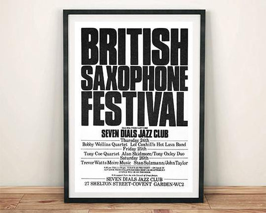SAXOPHONE POSTER: British Jazz Festival Print - Pimlico Prints