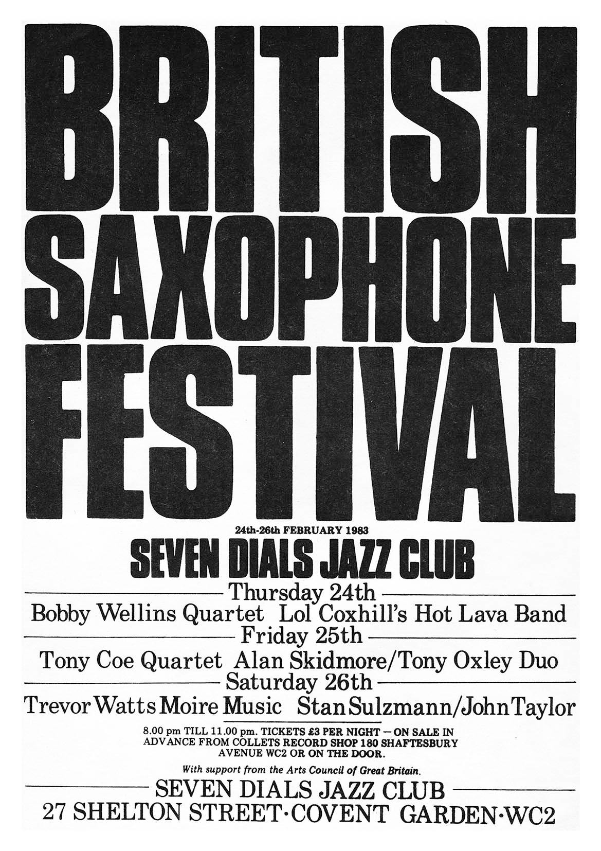 SAXOPHONE POSTER: British Jazz Festival Print - Pimlico Prints