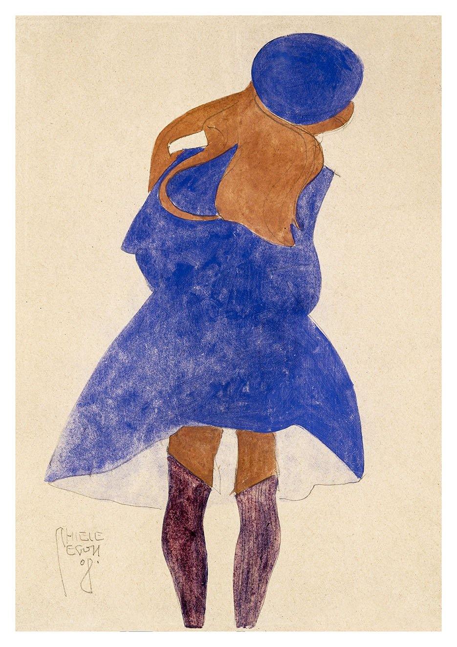 EGON SCHIELE PRINT: Standing Girl, Back View - Pimlico Prints