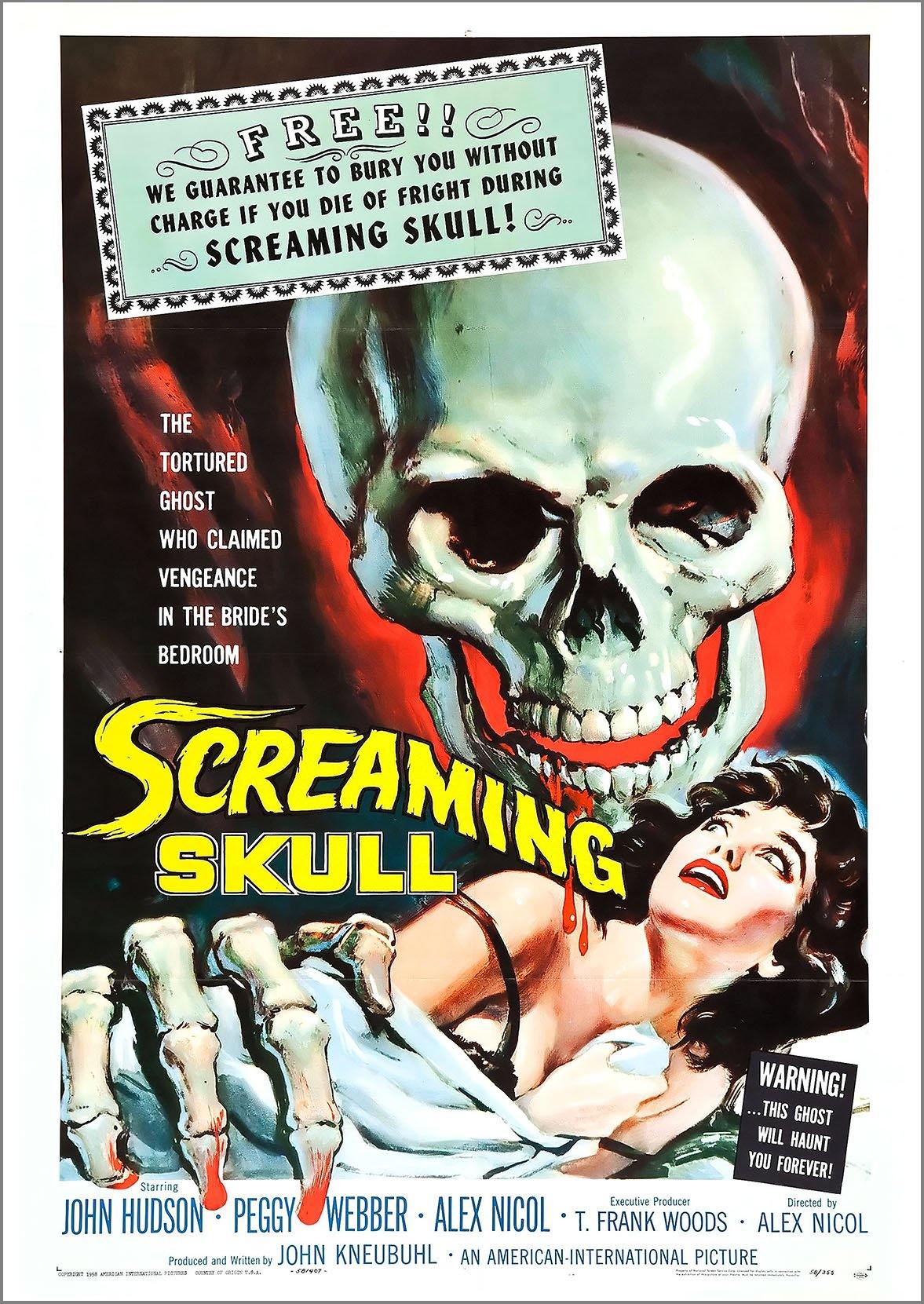 HORROR MOVIE CINEMA POSTER: Screaming Skull Print - Pimlico Prints
