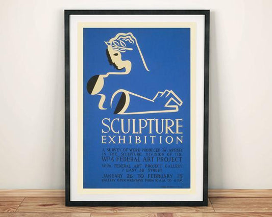 SCULPTURE POSTER: Blue Art Exhibition Print - Pimlico Prints