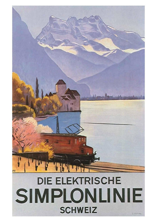 SIMPLONLINIE POSTER: Vintage Swiss Travel Poster Print - Pimlico Prints