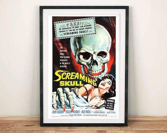 HORROR MOVIE CINEMA POSTER: Screaming Skull Print - Pimlico Prints
