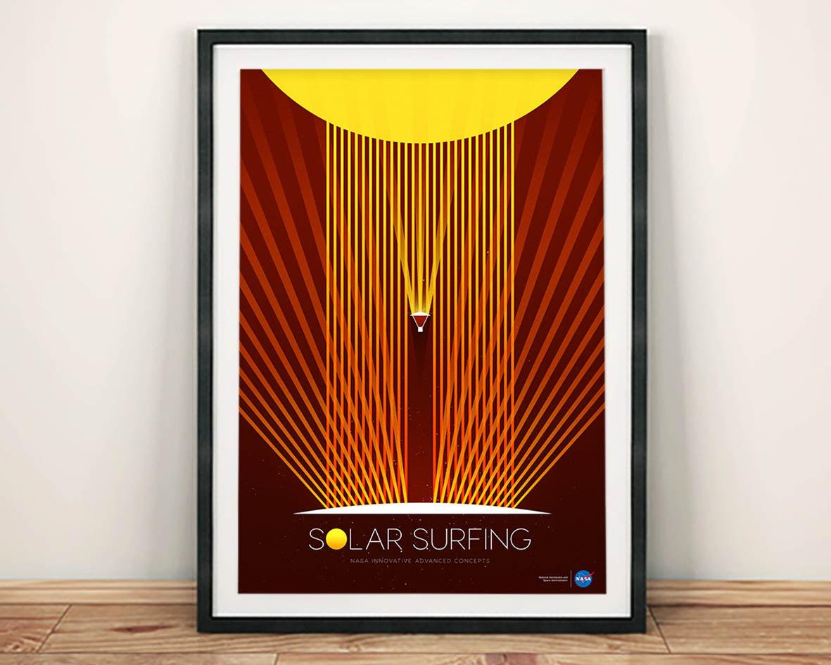 NASA POSTER: Solar Surfing Retro Design Print - Pimlico Prints