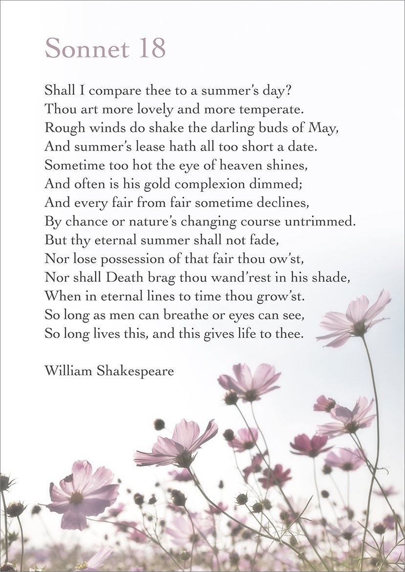 Sonnet R SONNET 18 PRINT: William Shakespeare Romantic Poetry Art – Pimlico Prints