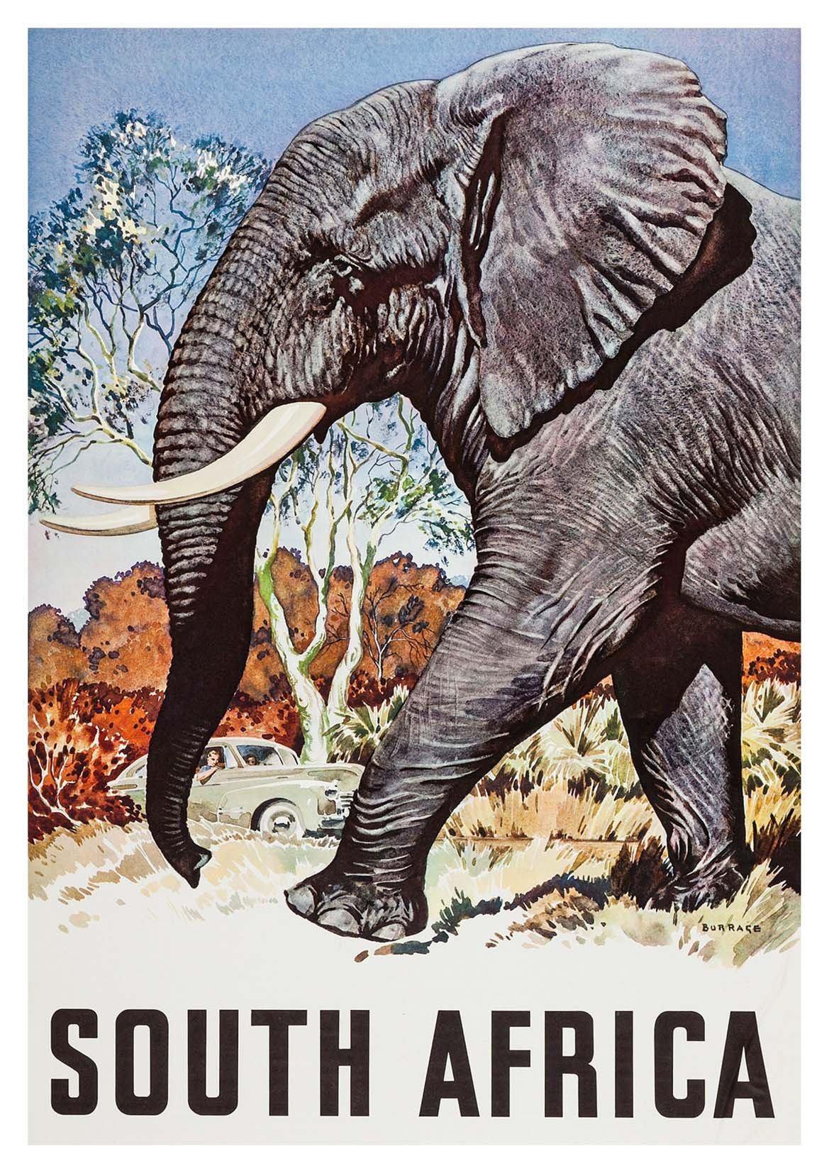 AFRICAN ELEPHANT POSTER: South Africa Travel Print - Pimlico Prints