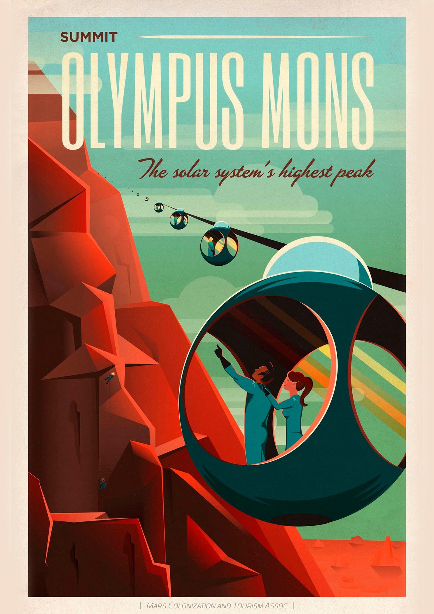 SPACEX POSTERS: Olympus Mons, Valles Marineris, Phobos Deimos Retro Mars Space Print - Pimlico Prints