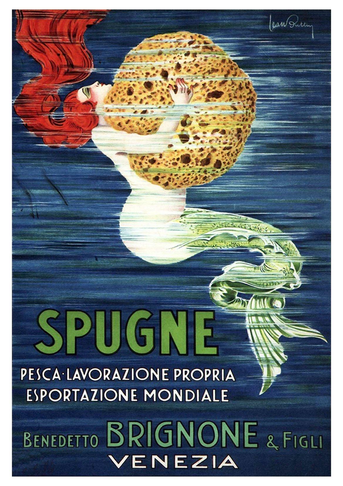 SPONGE POSTER: Vintage Spugne Mermaid Art Print - Pimlico Prints