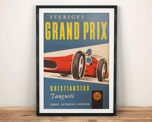 SWEDEN GRAND PRIX POSTER: Vintage Car Racing Print - The Print Arcade