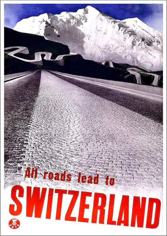 SWITZERLAND ROADS POSTER: Vintage Swiss Advert - The Print Arcade