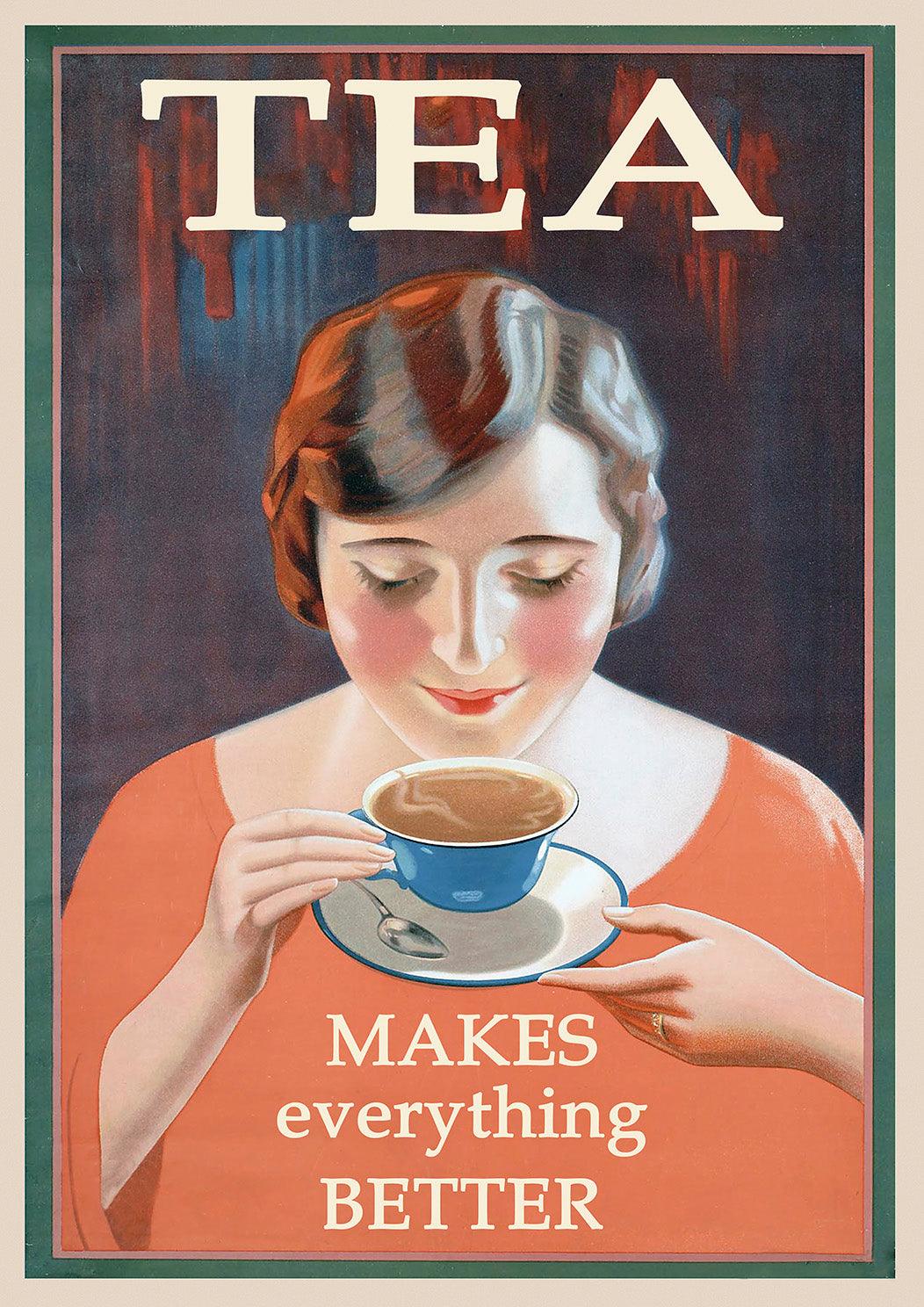 TEA PRINT: Tea Makes everything Better Vintage Advertisement - Pimlico Prints