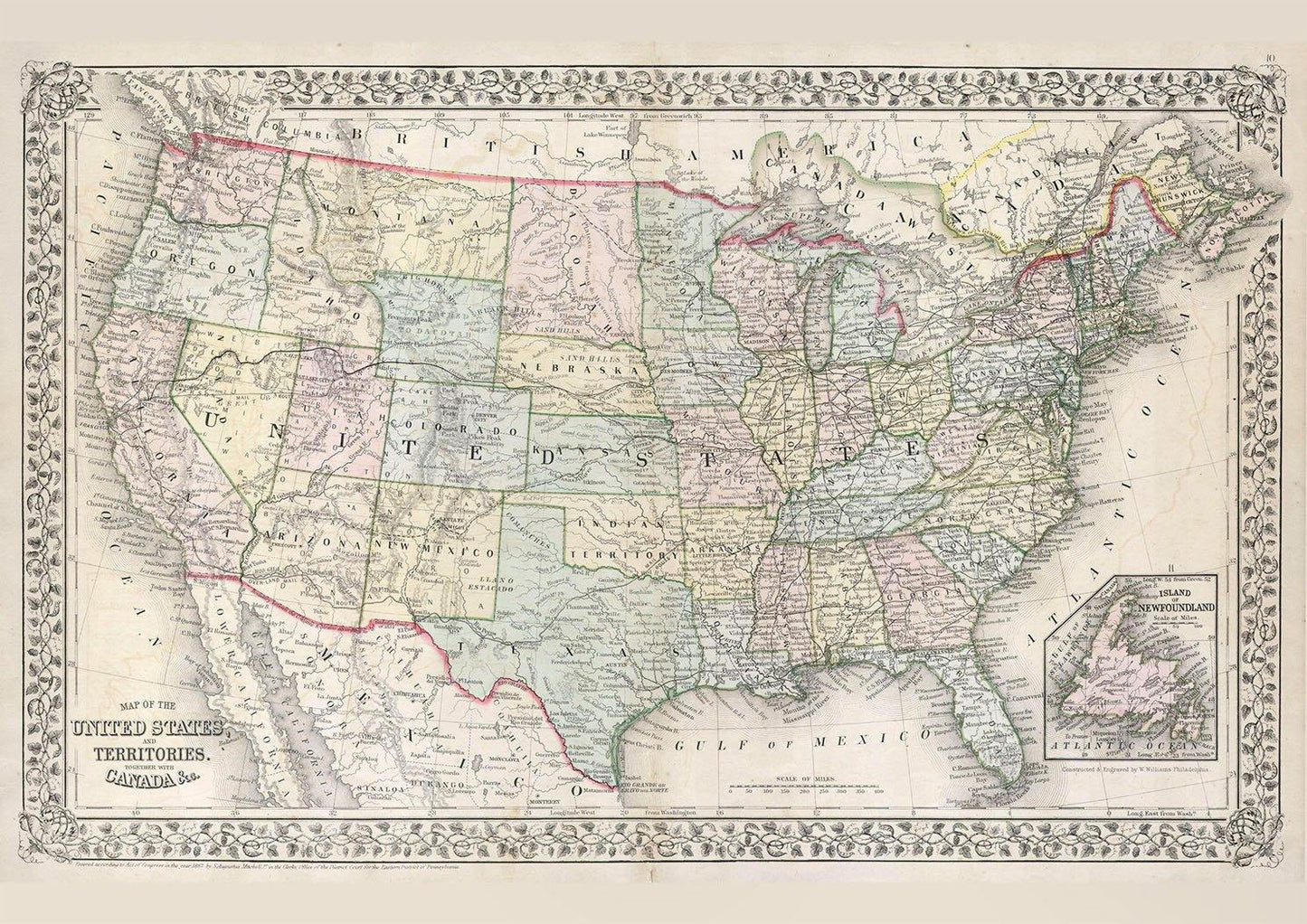 AMERICA MAP: Vintage USA Atlas Art Print - Pimlico Prints