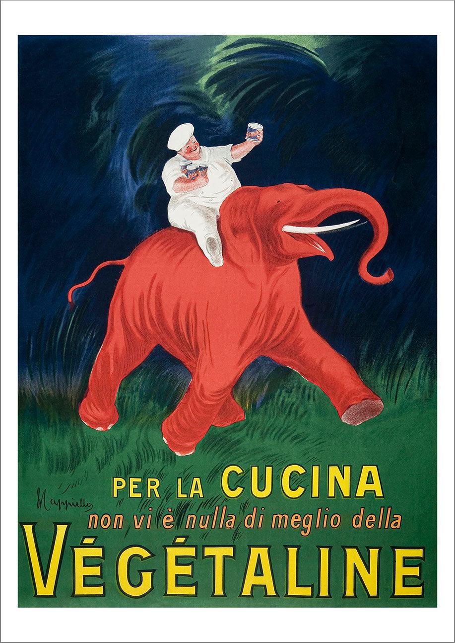 VEGETALINE POSTER: Vintage Red Elephant Advert Art Print - Pimlico Prints