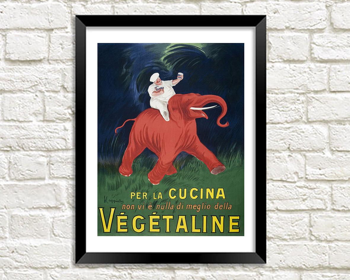 VEGETALINE POSTER: Vintage Red Elephant Advert Art Print - Pimlico Prints