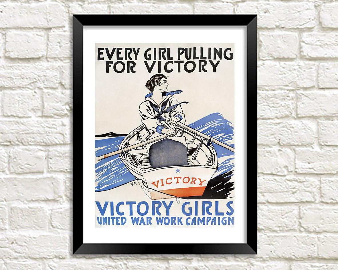 VICTORY GIRLS POSTER: Vintage Wartime Advertising Art Print - Pimlico Prints