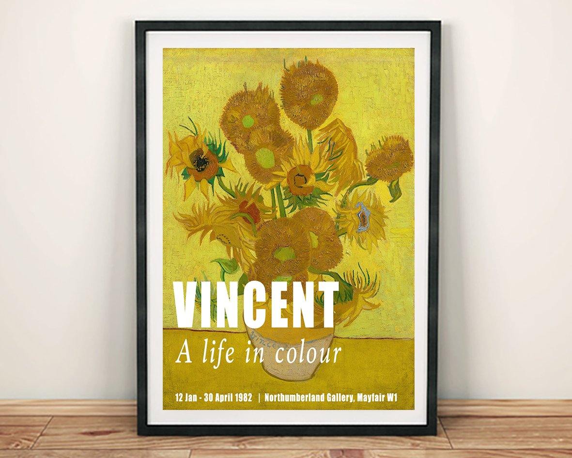 VAN GOGH POSTER: Vincent Sunflowers Gallery Exhibition Print - Pimlico Prints