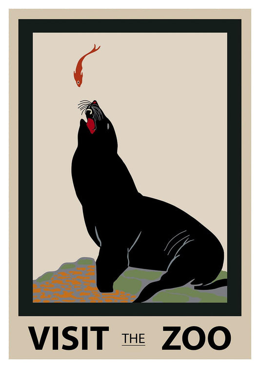LONDON ZOO POSTER: Visit the Zoo Sea lion Advert - Pimlico Prints