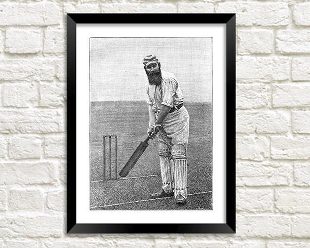 W.G. GRACE PRINT: Vintage Cricket Art Illustration - Pimlico Prints