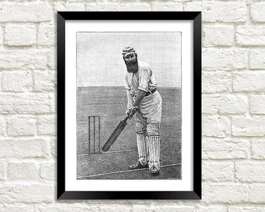 W.G. GRACE PRINT: Vintage Cricket Art Illustration - Pimlico Prints