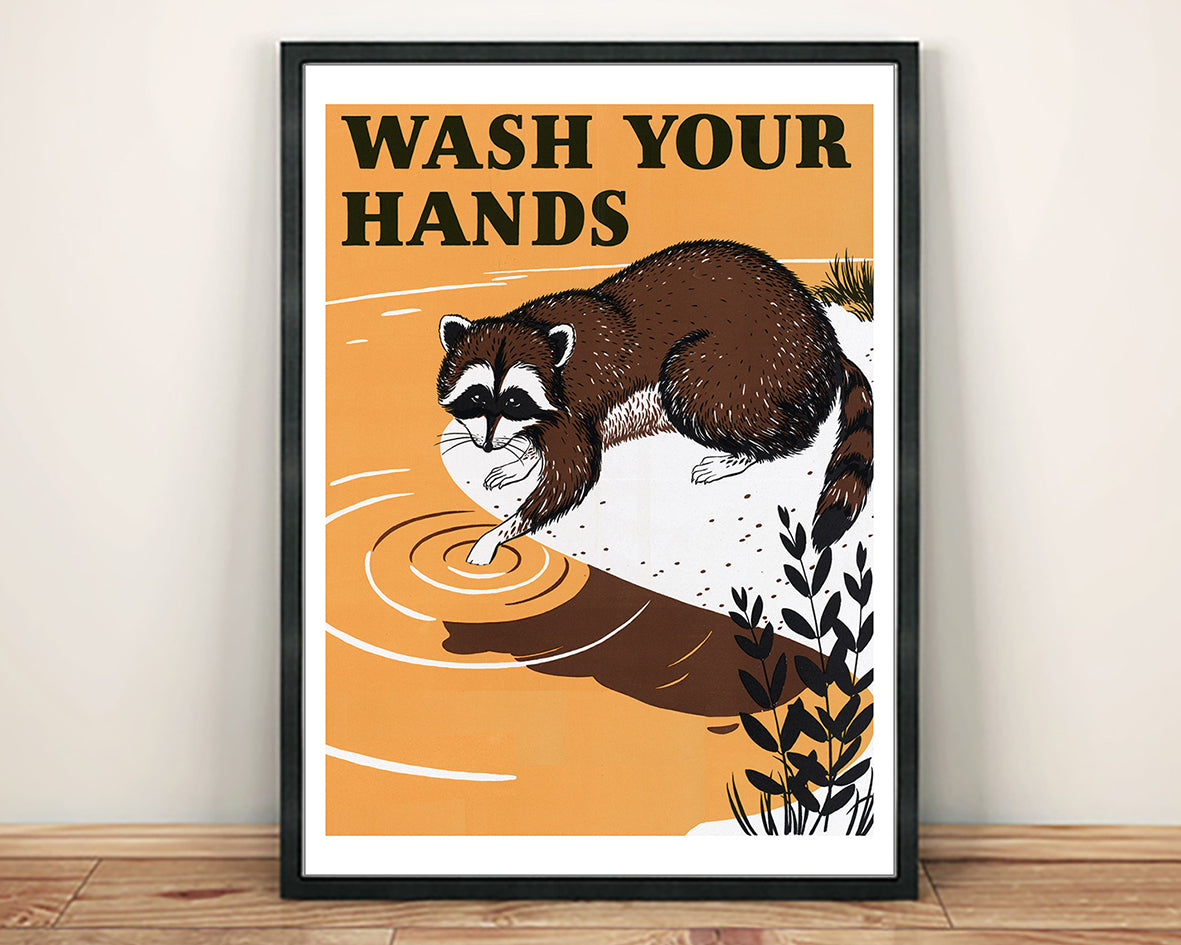 WASH HANDS POSTER: Vintage Toilet Bathroom Advert Art Print