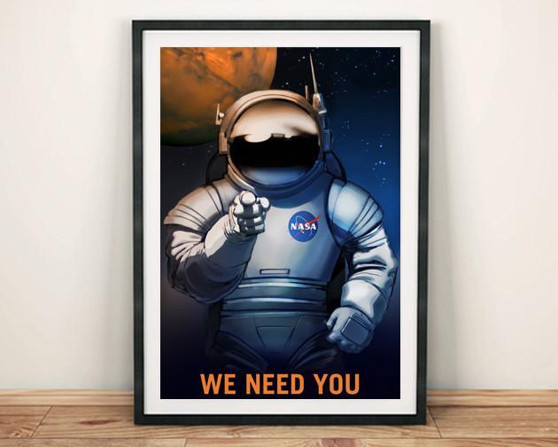 NASA RECRUITMENT POSTER: 'We Need You' Space Print - Pimlico Prints