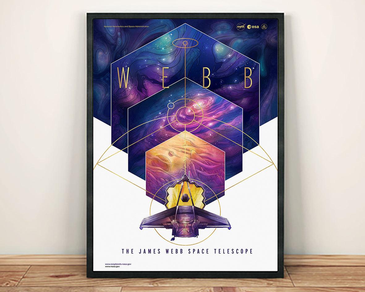 NASA TELESCOPE PRINT: James Webb Space Observatory Art Poster - Pimlico Prints