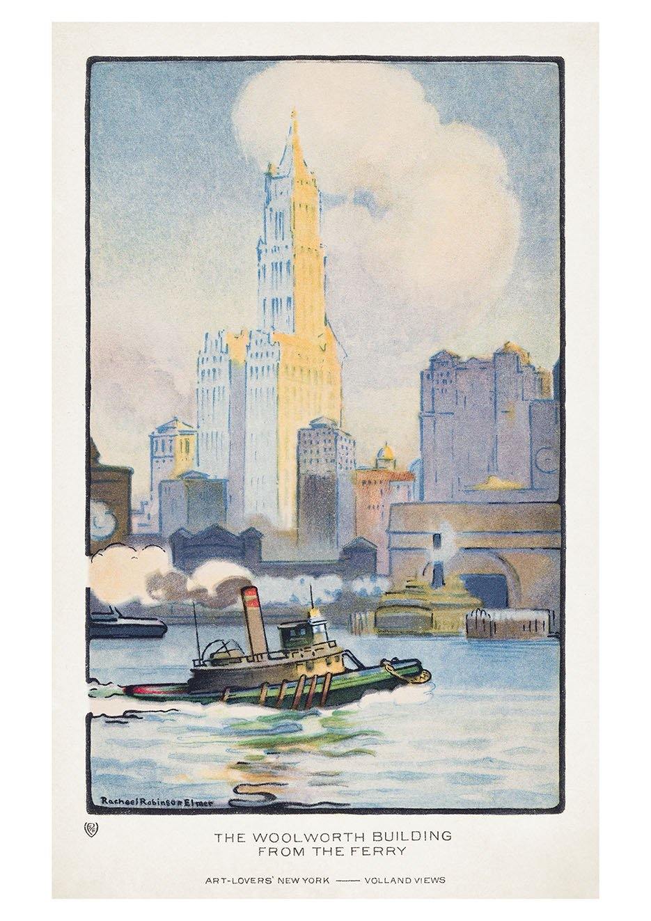 NEW YORK PRINT: The Woolworth Building From the Ferry, by Rachael Robinson Elmer - Pimlico Prints