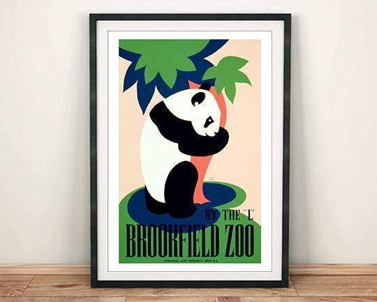 BROOKFIELD ZOO POSTER: Panda Bear Animal Advert - Pimlico Prints