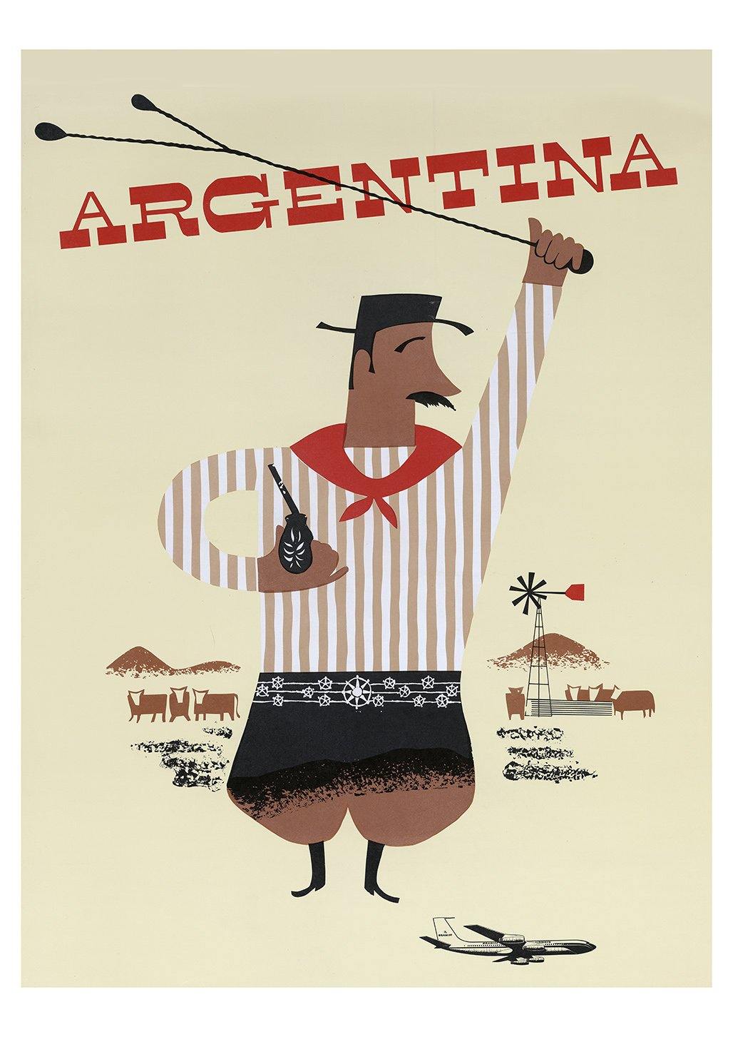 ARGENTINA GAUCHO POSTER: Vintage Airline Advert Art Print - Pimlico Prints