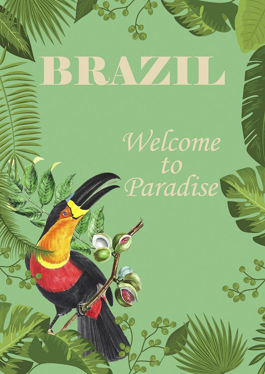 BRAZIL POSTER: Welcome to Paradise Toucan Print - Pimlico Prints