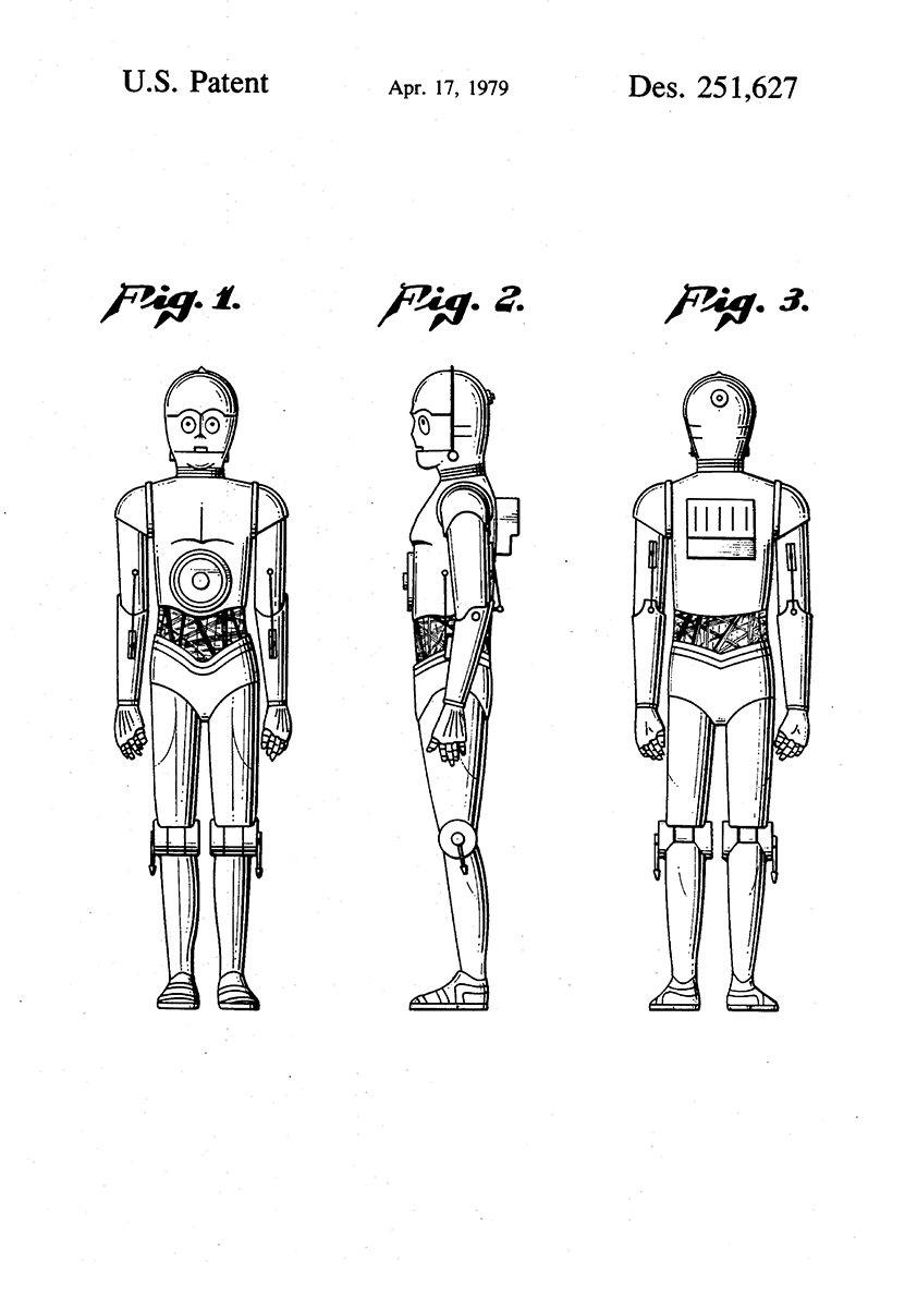 C3PO PRINT: Star Wars Patent Design Artwork Poster - Pimlico Prints