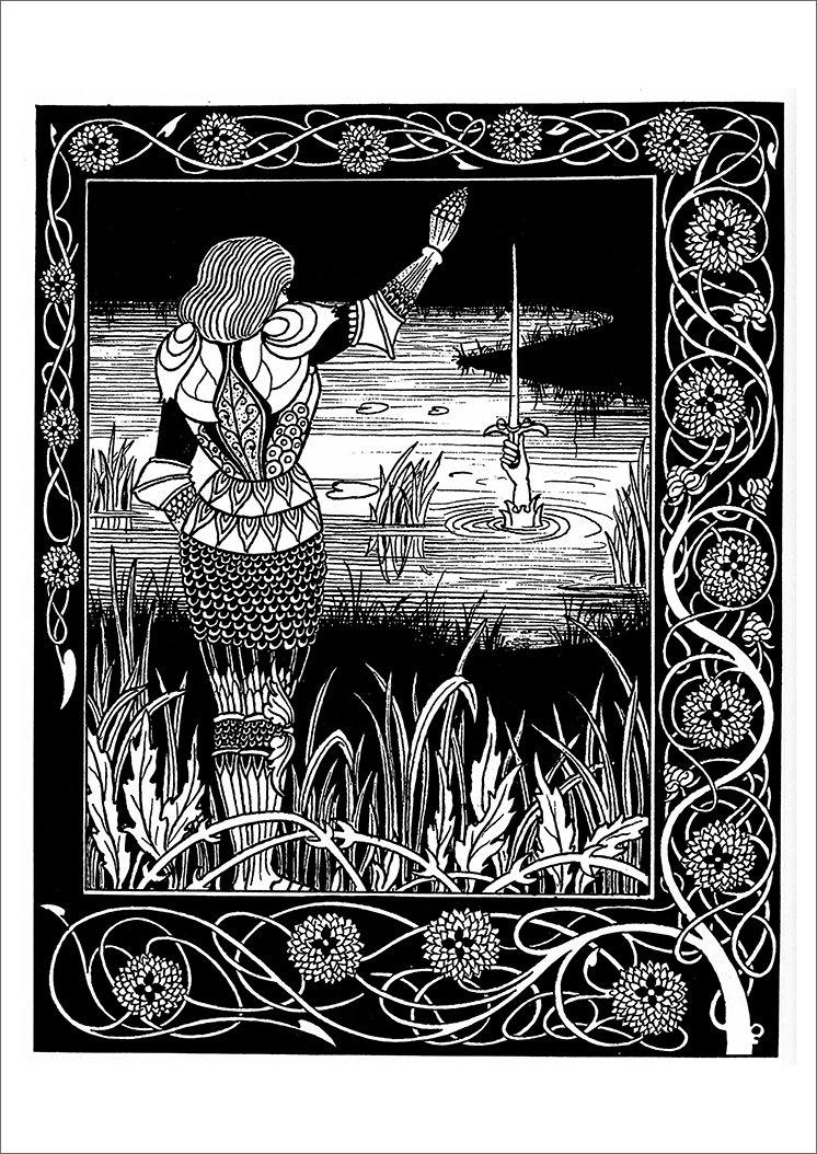 AUBREY BEARDSLEY: Excalibur in the Lake Art Print - Pimlico Prints