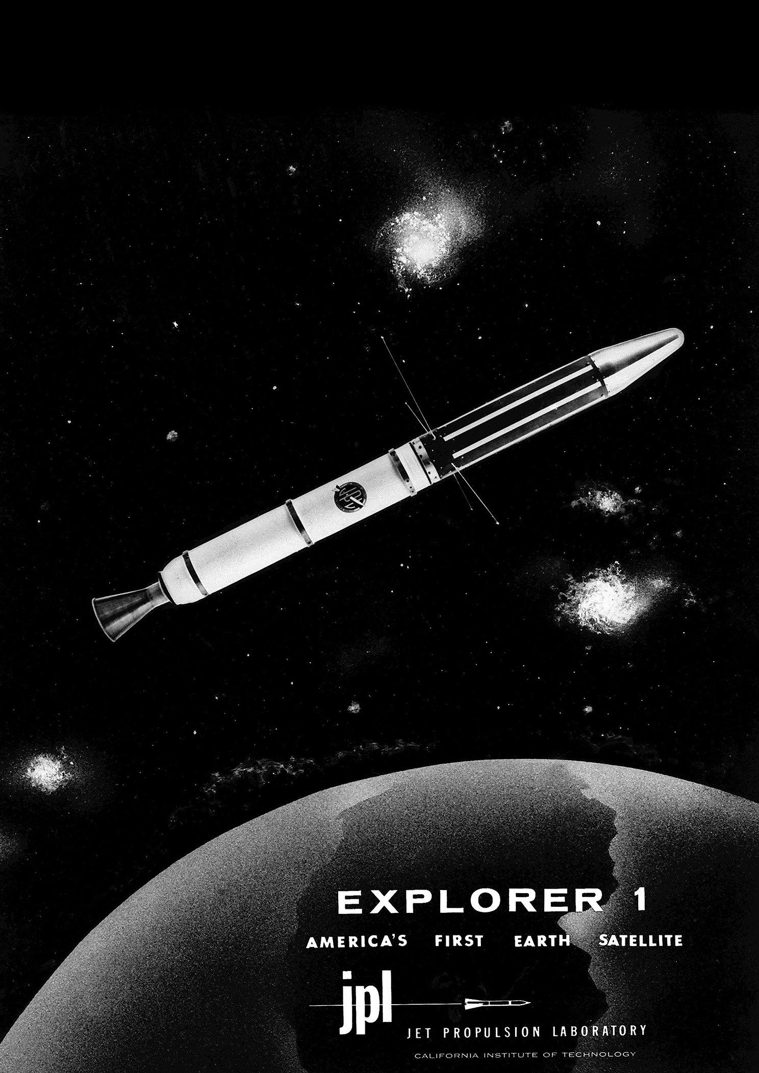 NASA EXPLORER POSTER: 1958 Satellite Launch Space Print - Pimlico Prints