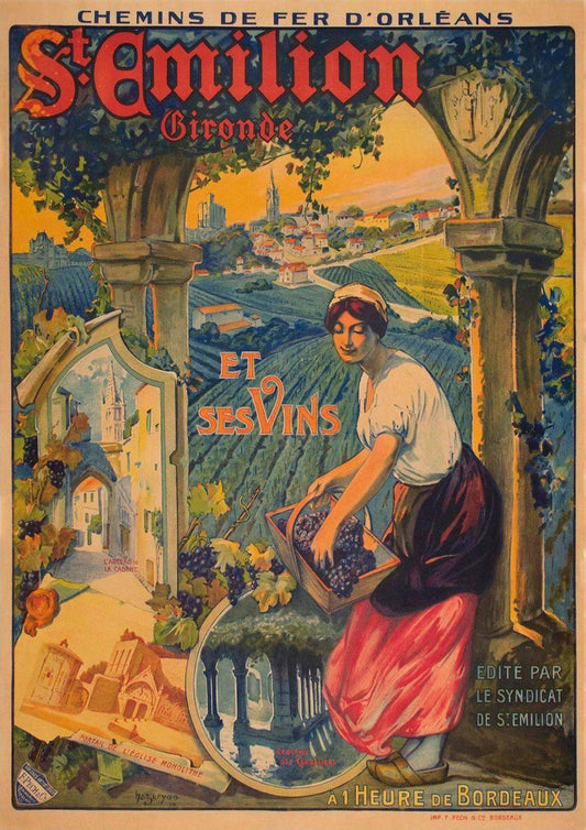 ST EMILION POSTER: Vintage French Wine Region Print - Pimlico Prints