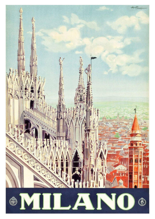 MILAN ITALY POSTER: Vintage Milano Travel Print - Pimlico Prints