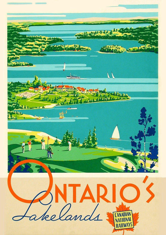 ONTARIO'S LAKES POSTER: Vintage Canadian Travel Advert - Pimlico Prints