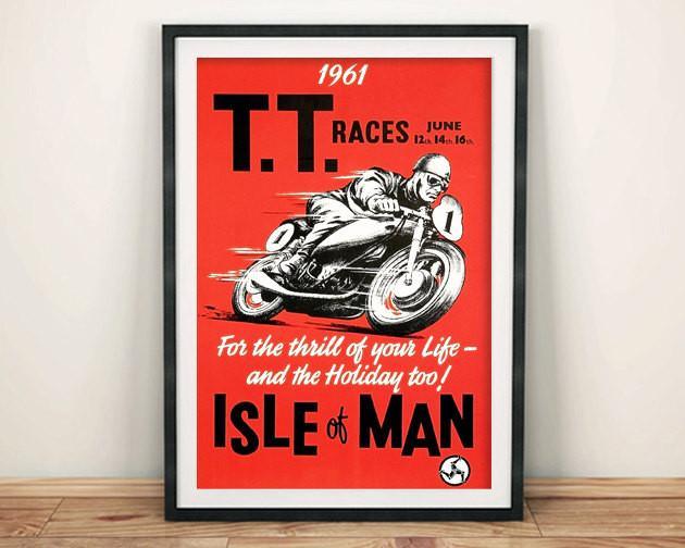 TT RACE POSTER: Vintage Isle of Mann Bike Race Advert - Pimlico Prints