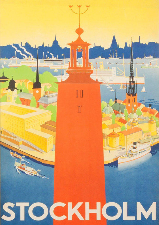 STOCKHOLM TRAVEL POSTER: Vintage Sweden Travel Print - Pimlico Prints