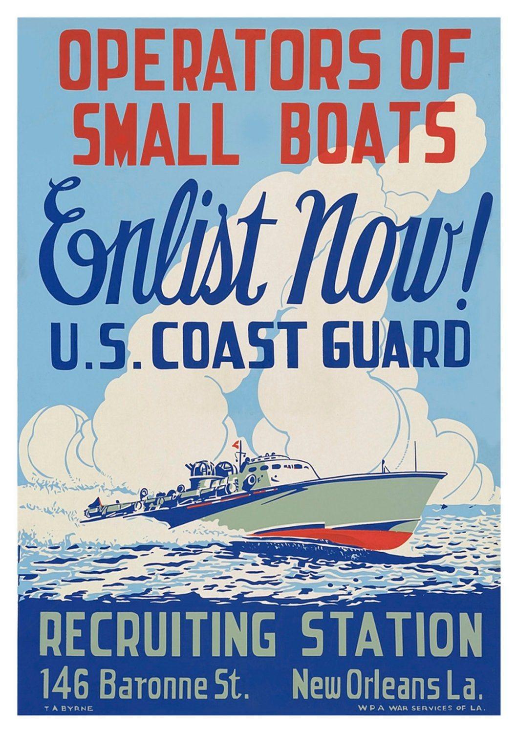 SMALL BOATS POSTER: Coast Guard Recruitment Advert - Pimlico Prints