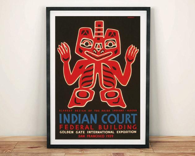 INDIAN ART POSTER: Haida Blanket Design Exposition Advert Reprint - Pimlico Prints