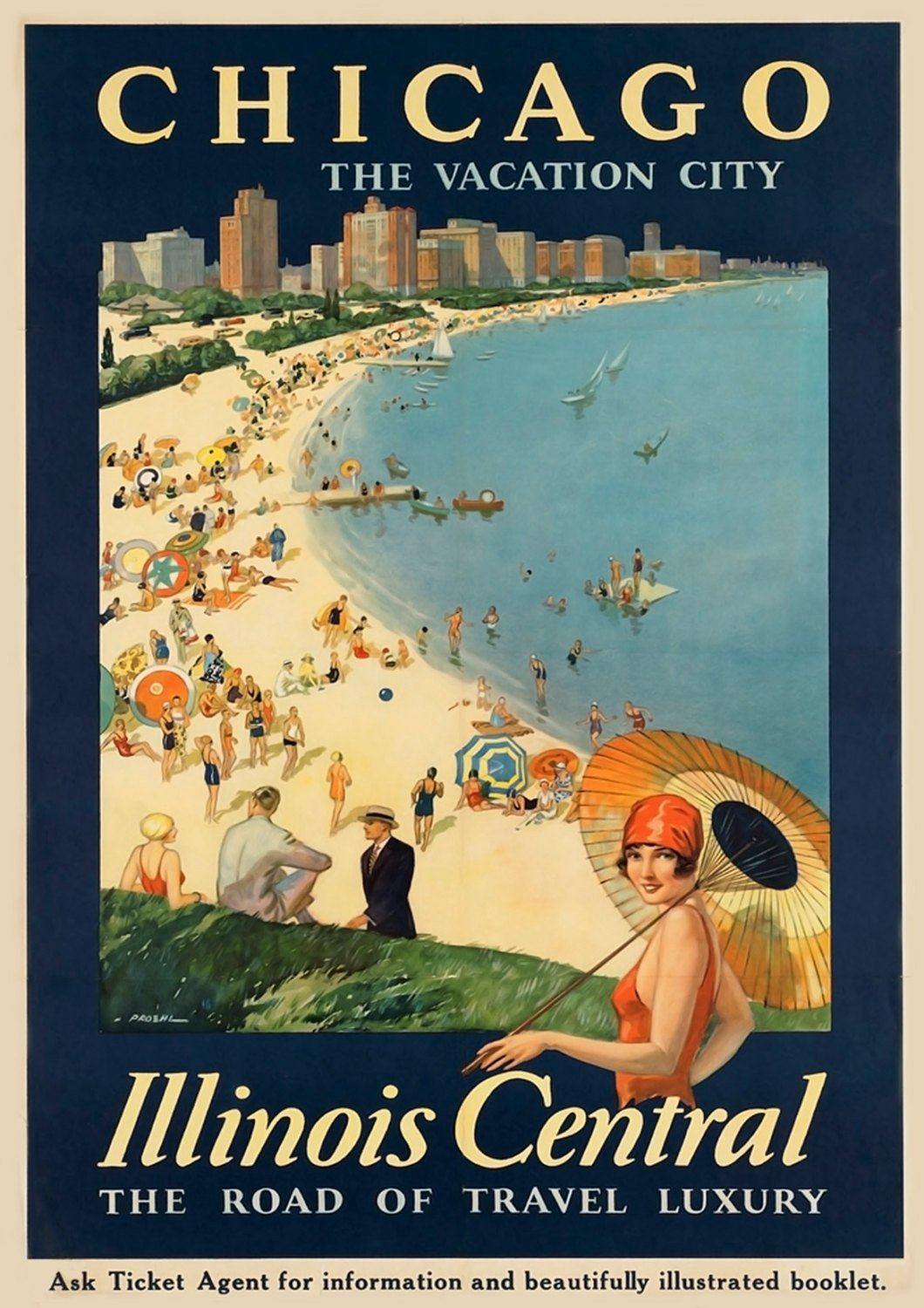 CHICAGO ILLINOIS POSTER: Vintage Travel Advert - Pimlico Prints