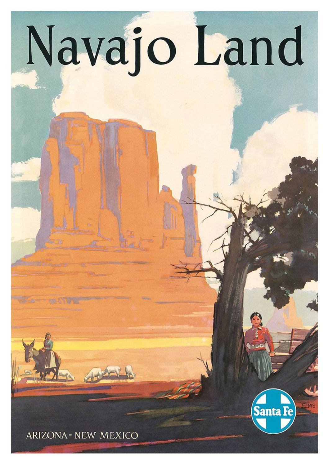 NAVAJO LAND POSTER: Vintage Native American Travel Print - Pimlico Prints