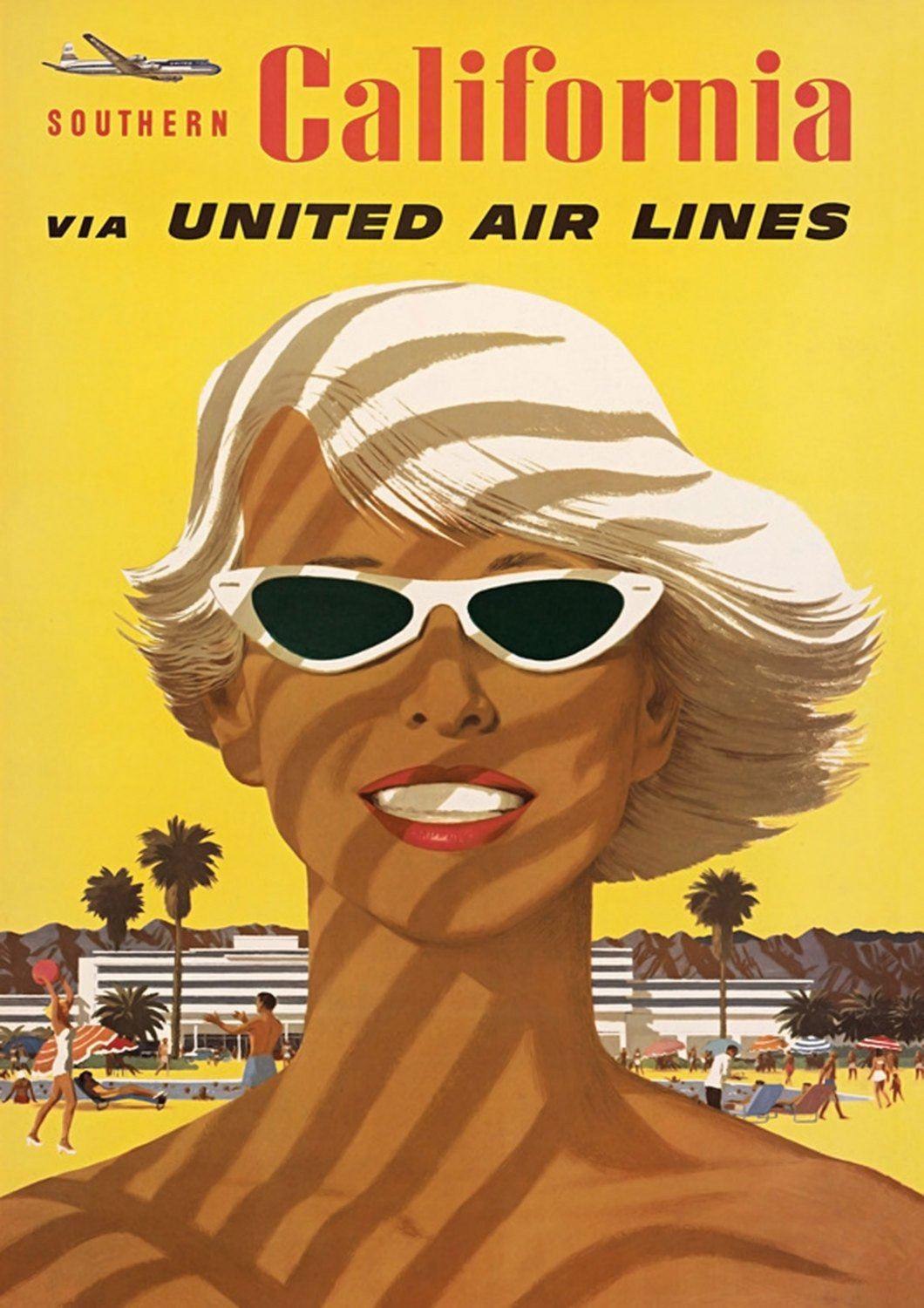 CALIFORNIA GIRL POSTER: Vintage Beach Travel Advert - Pimlico Prints