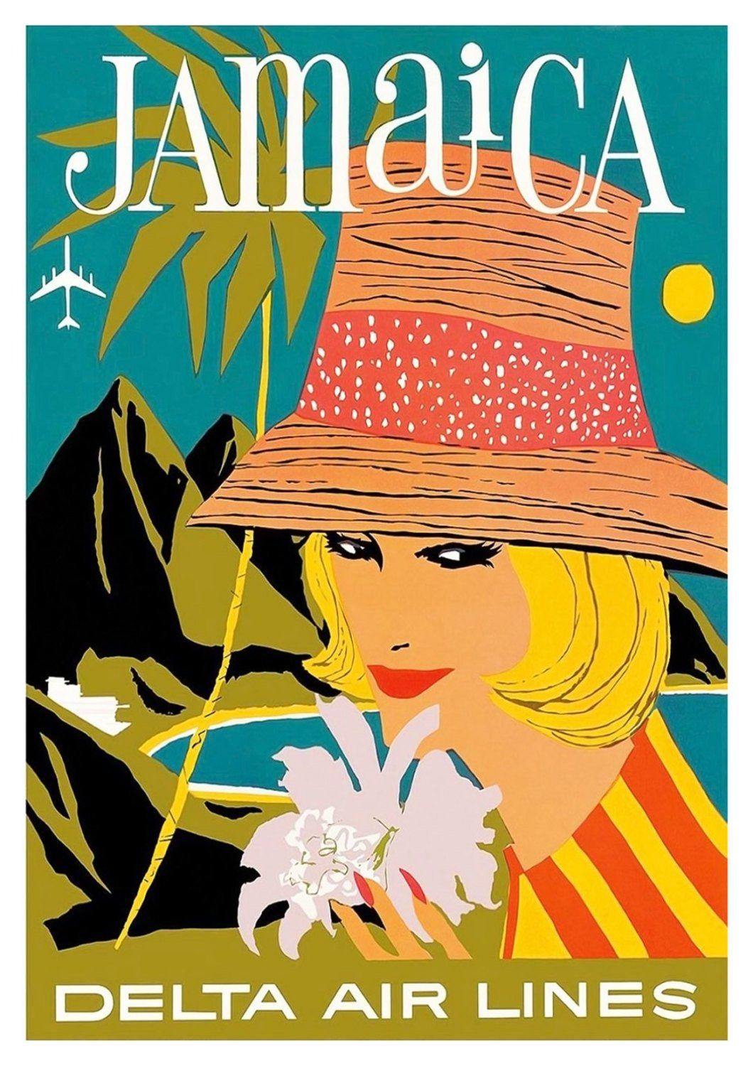 JAMAICA POSTER: Vintage Airline Travel Advert Art Print - Pimlico Prints