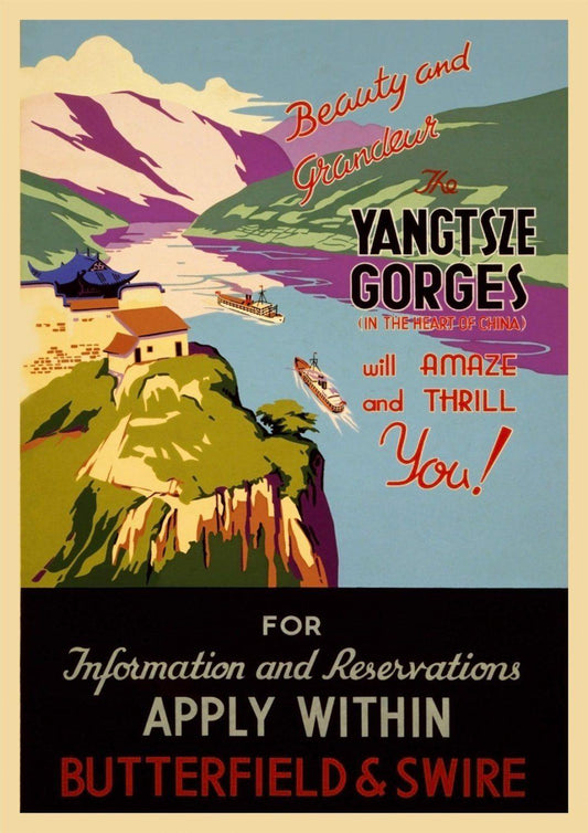 CHINA TRAVEL POSTER: Vintage Yangtse River Advert - Pimlico Prints
